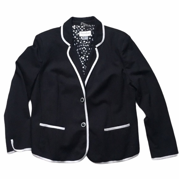 TanJay Jackets & Blazers - 12 Petite Black Blazer with White Piping • TanJay